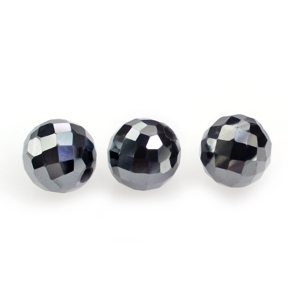 HEMATITE CHECKER FACETED BALLS (HALF DRILL 0.80MM) 5MM 1.47 Cts.