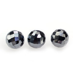 HEMATITE CHECKER FACETED BALLS (HALF DRILL 0.80MM) 5MM 1.47 Cts.