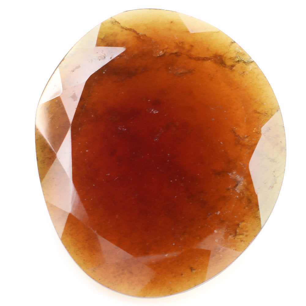 HESSONITE ROSE CUT BACK IRREGULAR OVAL (FLAT) (MILKY) 29.50X25MM 27.48 Cts.