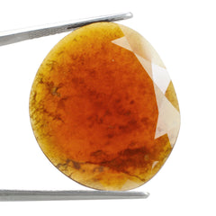 HESSONITE ROSE CUT BACK IRREGULAR OVAL (FLAT) (MILKY) 29.50X25MM 27.48 Cts.