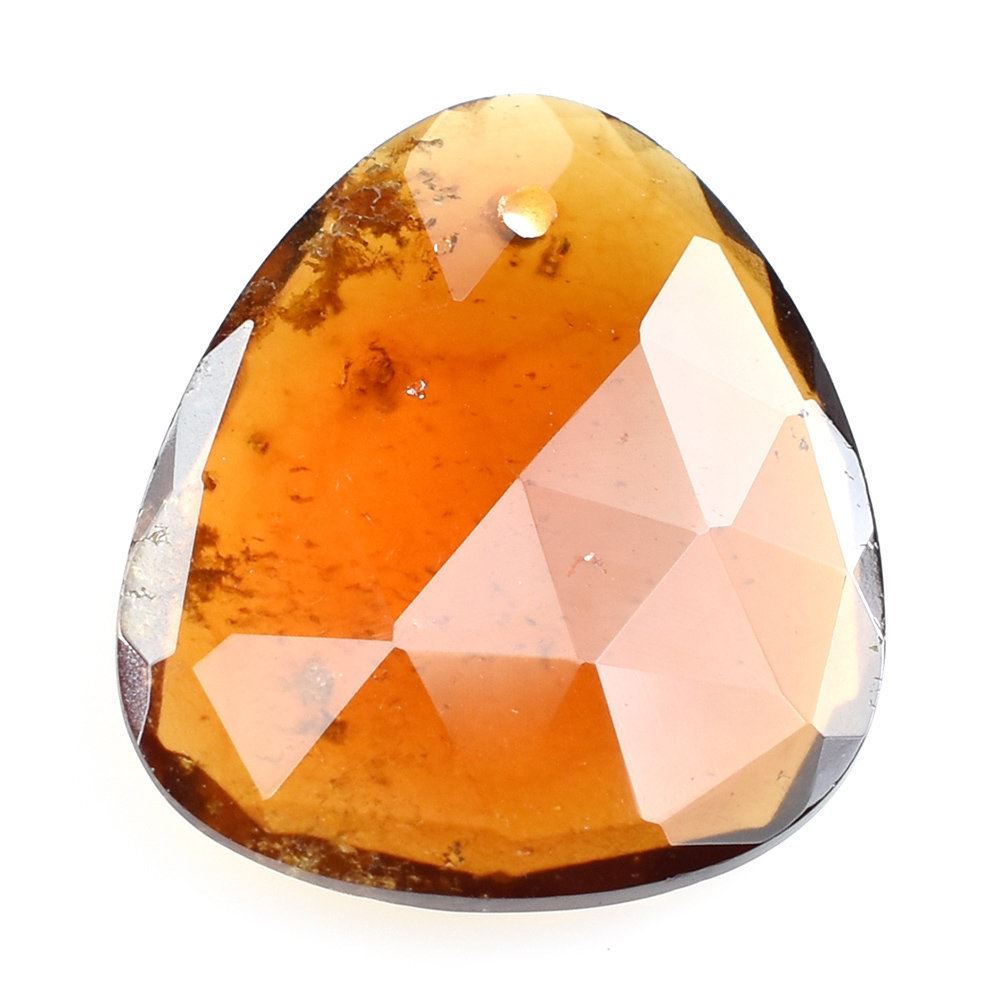 HESSONITE ROSE CUT BRIOLETTE& TRILLIONISH (FULL DRILL 1.00MM) 18X16MM 10.95 Cts.