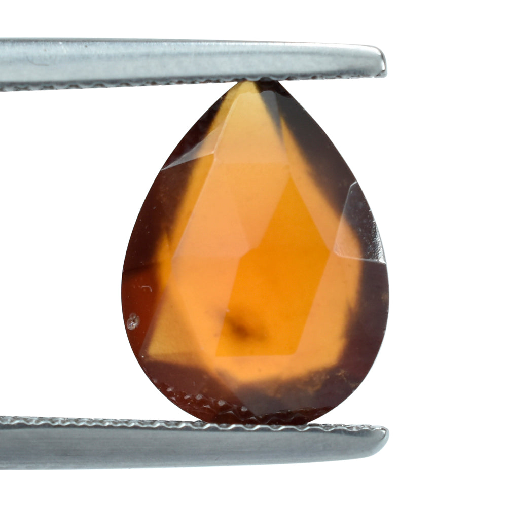 HESSONITE ROSE CUT BRIOLETTE PEAR 12X9MM 3.57 Cts.