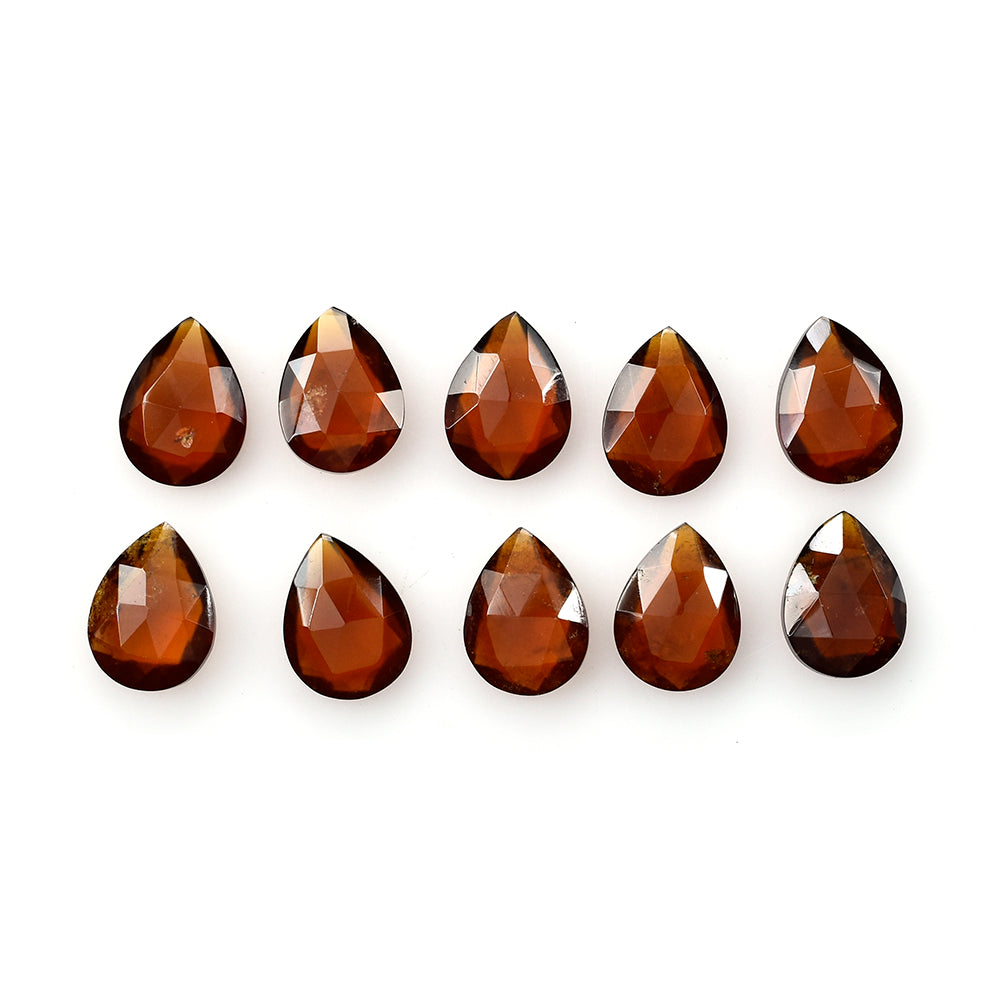 HESSONITE ROSE CUT BRIOLETTE PEAR 12X9MM 3.57 Cts.