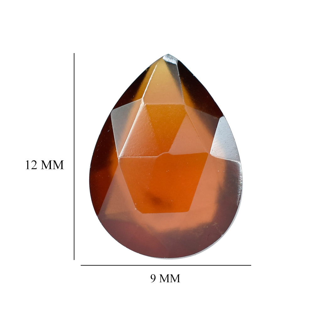 HESSONITE ROSE CUT BRIOLETTE PEAR 12X9MM 3.57 Cts.
