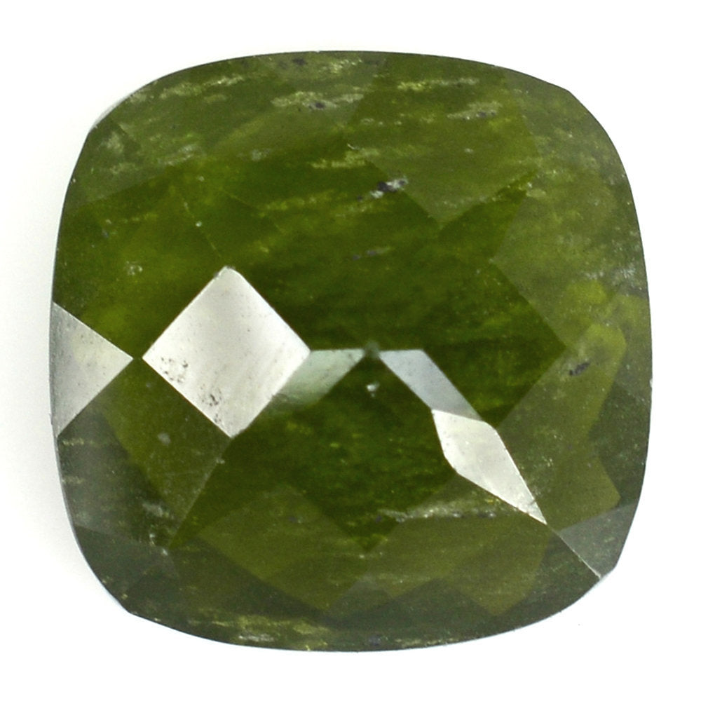 MILKY IDOCRASE CHECKER CUT CUSHION 14MM 12.60 Cts.