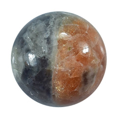 IOLITE SUNSTONE PLAIN ROUND CAB (HALF ORANGE AND HALF BLUE) 12.00X12.00 MM 6.38 Cts.