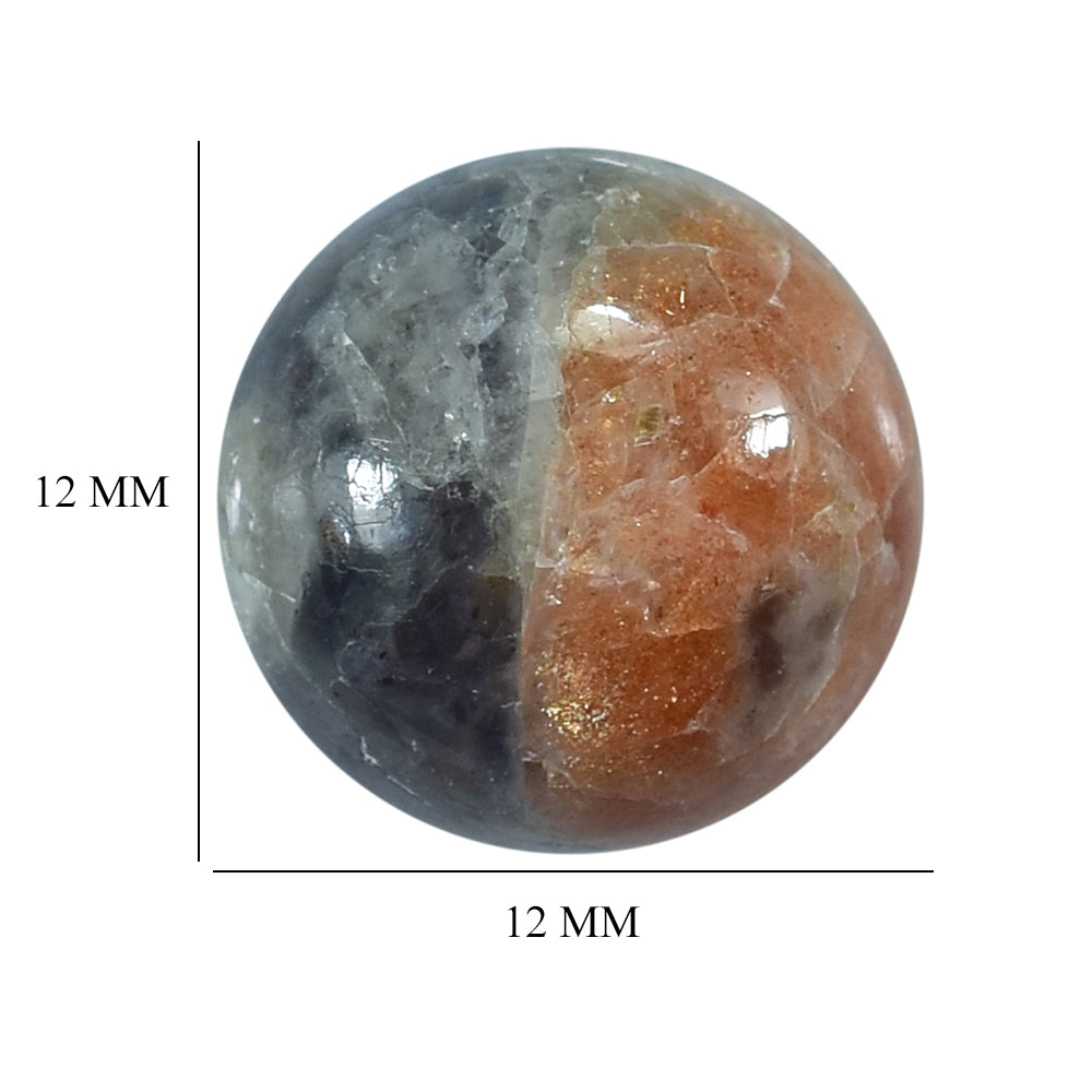 IOLITE SUNSTONE PLAIN ROUND CAB (HALF ORANGE AND HALF BLUE) 12.00X12.00 MM 6.38 Cts.