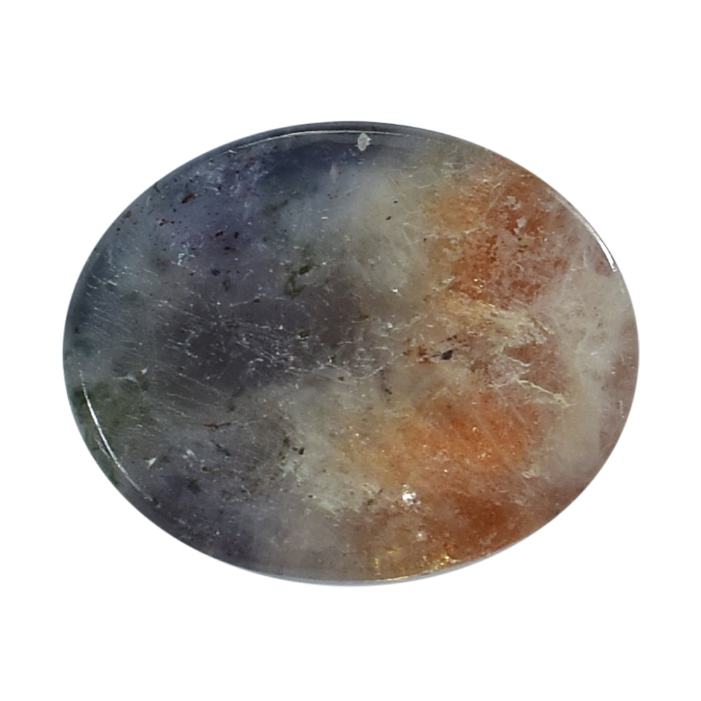 IOLITE SUNSTONE PLAIN OVAL CAB (HALF ORANGE AND HALF BLUE) 10.00X8.00 MM 2.48 Cts.