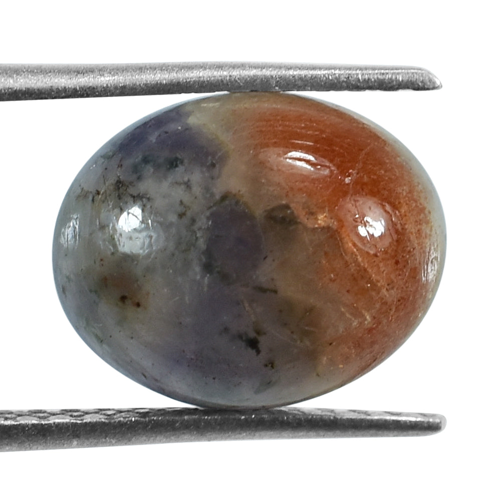IOLITE SUNSTONE PLAIN OVAL CAB (HALF ORANGE AND HALF BLUE) 10.00X8.00 MM 2.48 Cts.