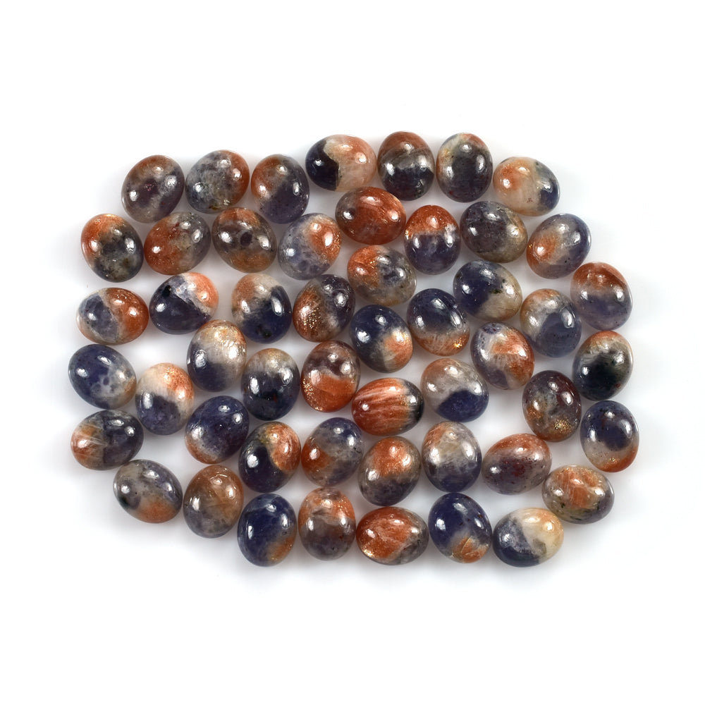 IOLITE SUNSTONE PLAIN OVAL CAB (HALF ORANGE AND HALF BLUE) 10.00X8.00 MM 2.48 Cts.