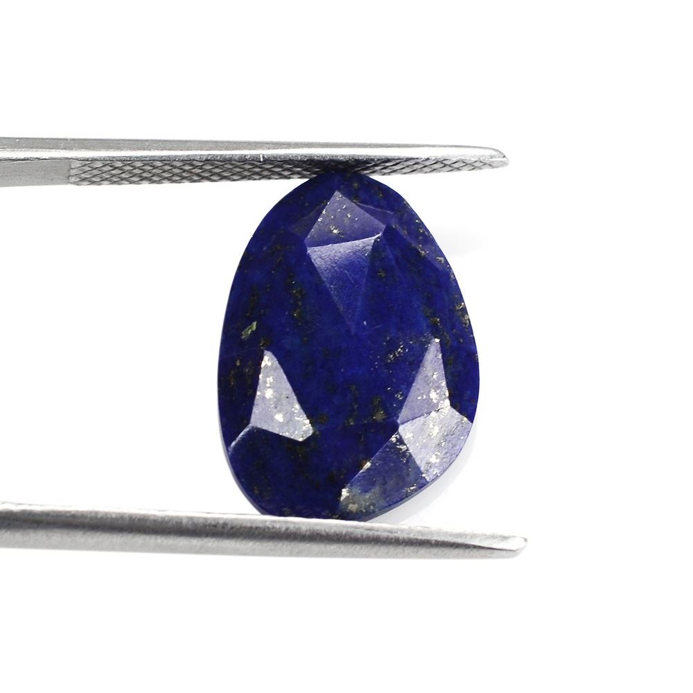 NATURAL LAPIS LAZULI ROSE CUT IRREGULAR PEAR CAB 16X11MM 3.89 Cts.