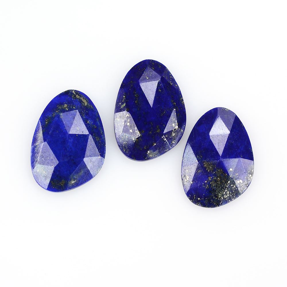NATURAL LAPIS LAZULI ROSE CUT IRREGULAR PEAR CAB 16X11MM 3.89 Cts.