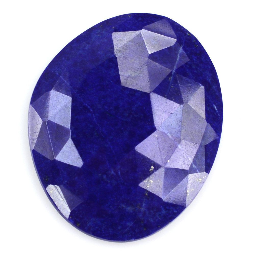 LAPIS LAZULI ROSE CUT IRREGULAR OVAL CAB 25X20MM 16.85 Cts.