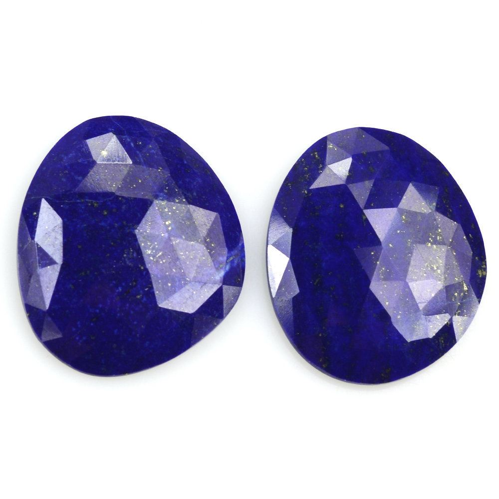 LAPIS LAZULI ROSE CUT IRREGULAR OVAL CAB 25X20MM 16.85 Cts.