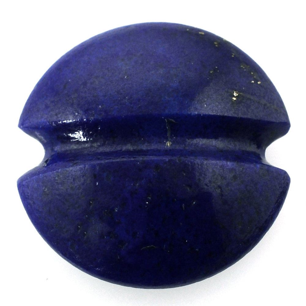 LAPIS LAZULI LENTIL ROUND WITH CARVED BELT (DES#25) 15MM 8.70 Cts.