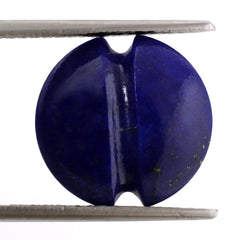 LAPIS LAZULI LENTIL ROUND WITH CARVED BELT (DES#25) 15MM 8.70 Cts.