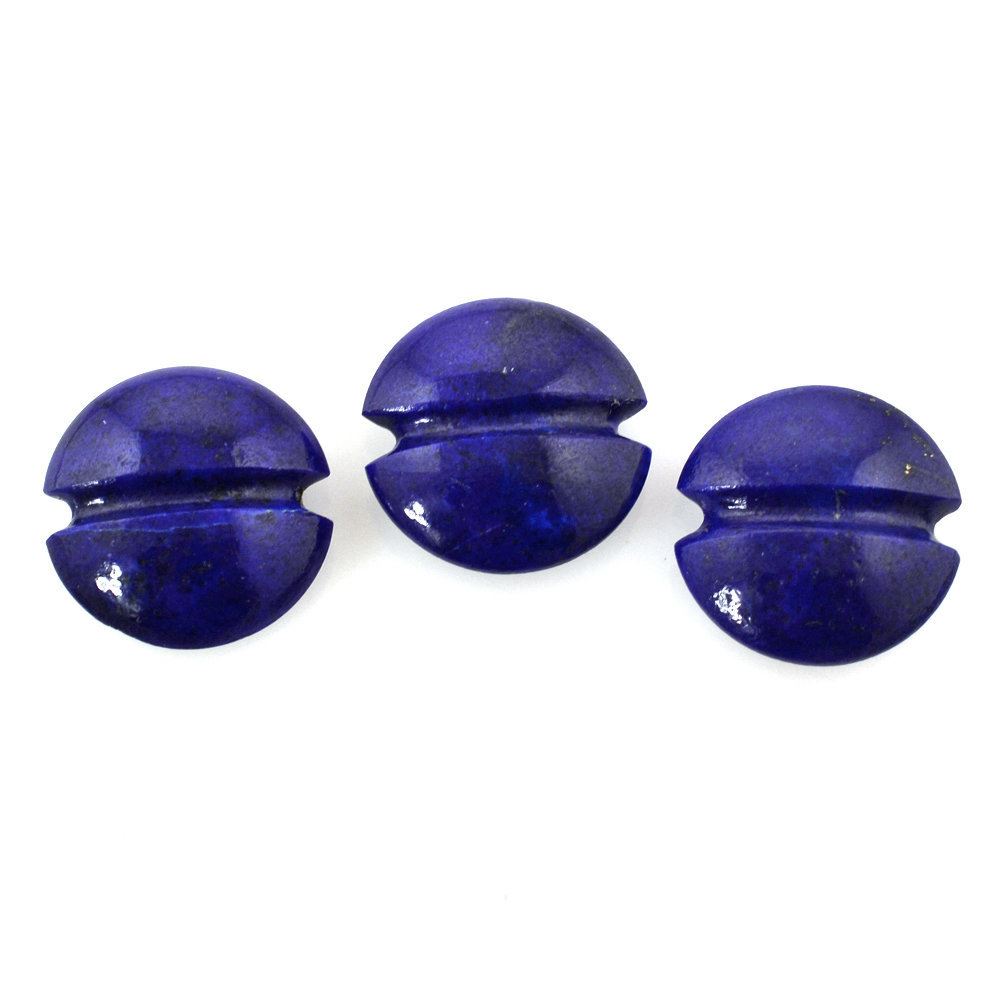 LAPIS LAZULI LENTIL ROUND WITH CARVED BELT (DES#25) 15MM 8.70 Cts.