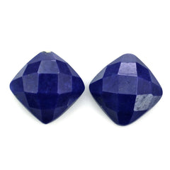 LAPIS LAZULI CHECKER CUSHION CAB 8MM 2.23 Cts.