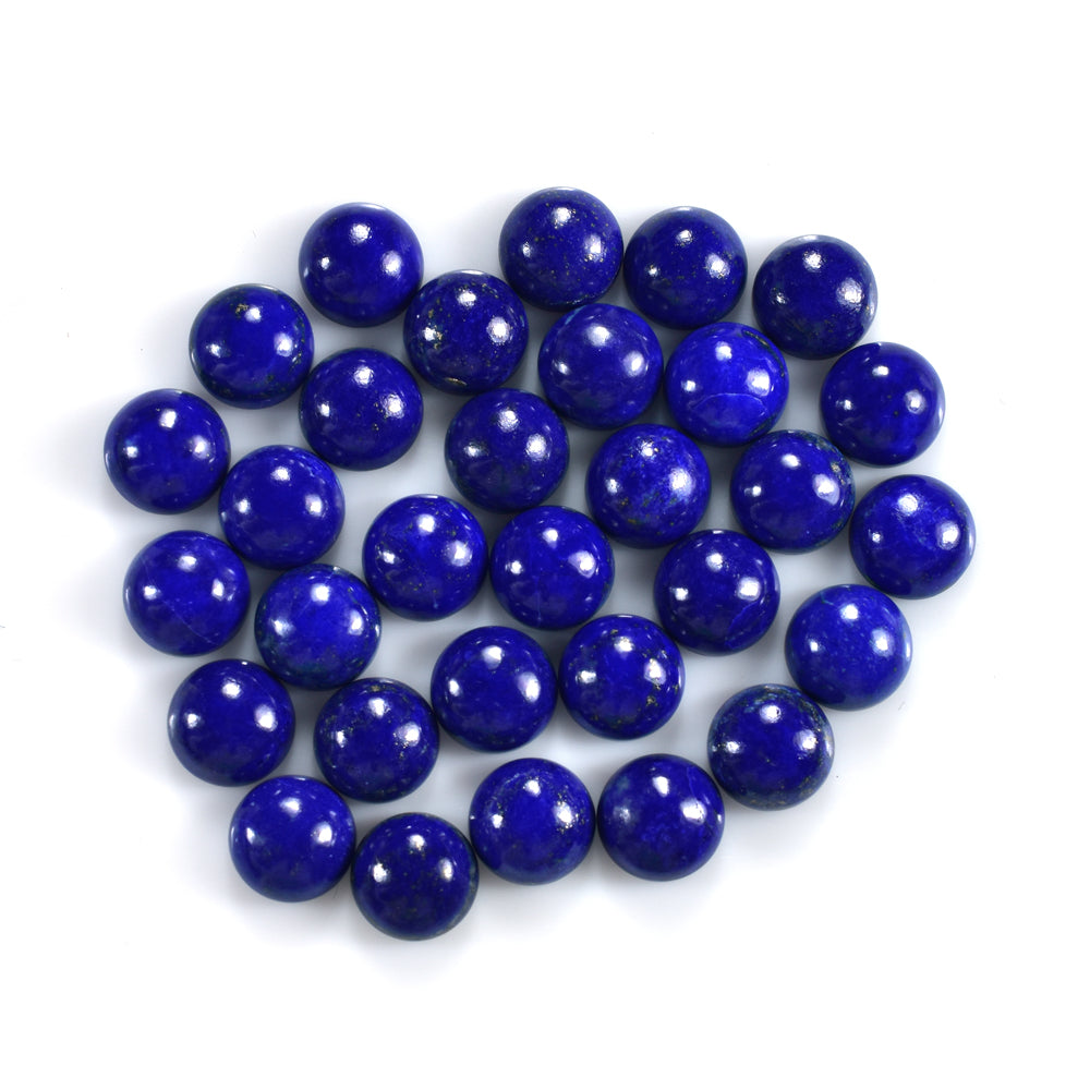 LAPIS LAZULI PLAIN ROUND CAB (SOME WHITE SPOTS AND PYRITE) 10.00X10.00 MM 4.43 Cts.