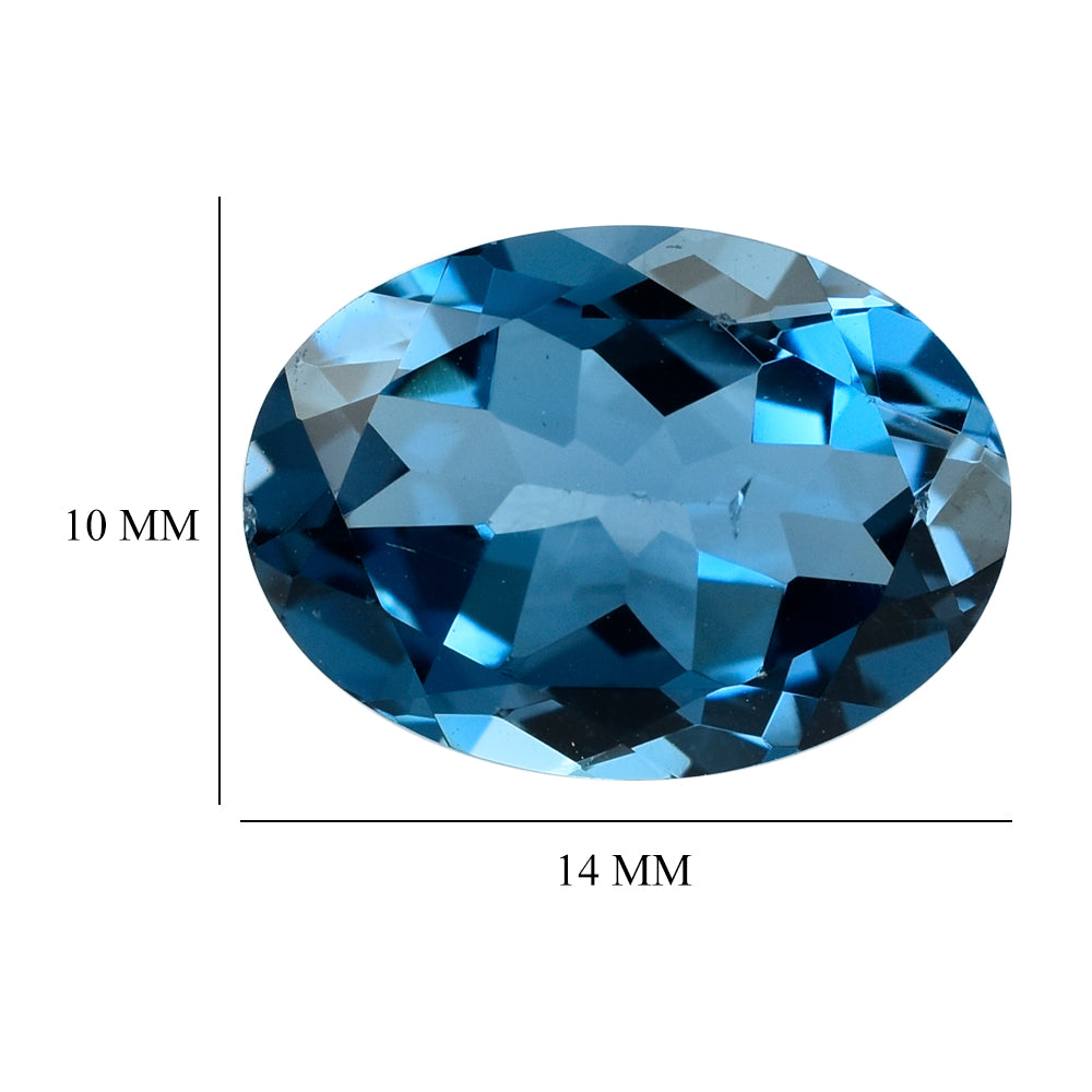 LONDON BLUE TOPAZ CUT OVAL 14X10MM 7.00 Cts.