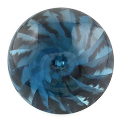 LONDON BLUE TOPAZ BUFFTOP ROUND WITH TWISTED CONCAVE (DES#31) 15MM 15.85 Cts.