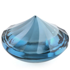 LONDON BLUE TOPAZ BUFFTOP ROUND WITH TWISTED CONCAVE (DES#31) 15MM 15.85 Cts.