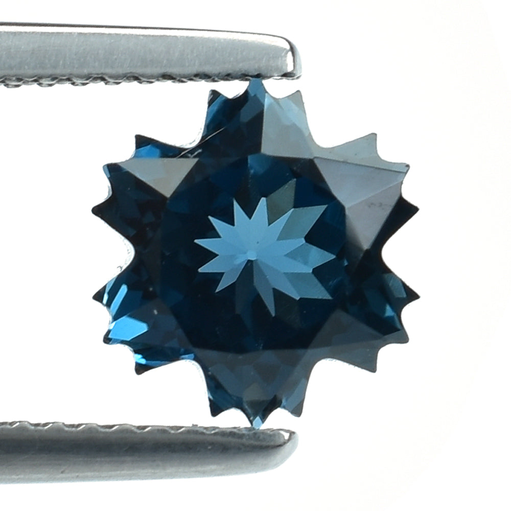 LONDON BLUE TOPAZ CUT SNOWFLAKE SHAPE 8MM (THICKNESS:-6.00MM) 2.84 Cts.