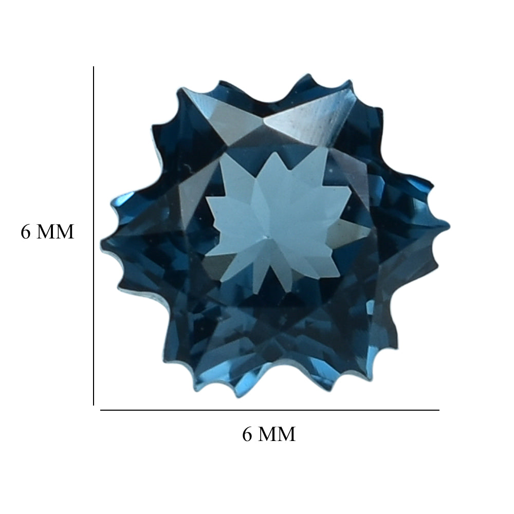 LONDON BLUE TOPAZ CUT SNOWFLAKE SHAPE 6MM (THICKNESS:-4.50MM) 1.16 Cts.