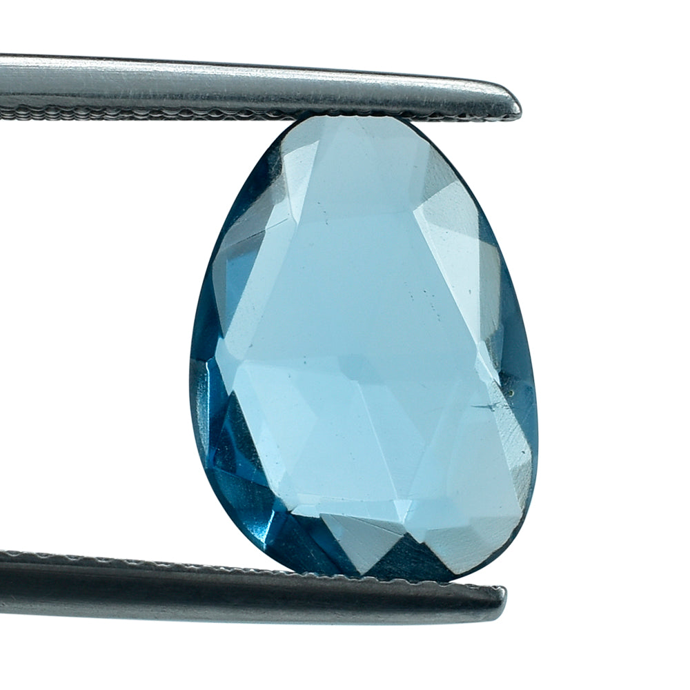 LONDON BLUE TOPAZ ROSE CUT BRIOLETTE PEARISH (CLEAN) 14.00X10.00 MM 4.98 Cts.