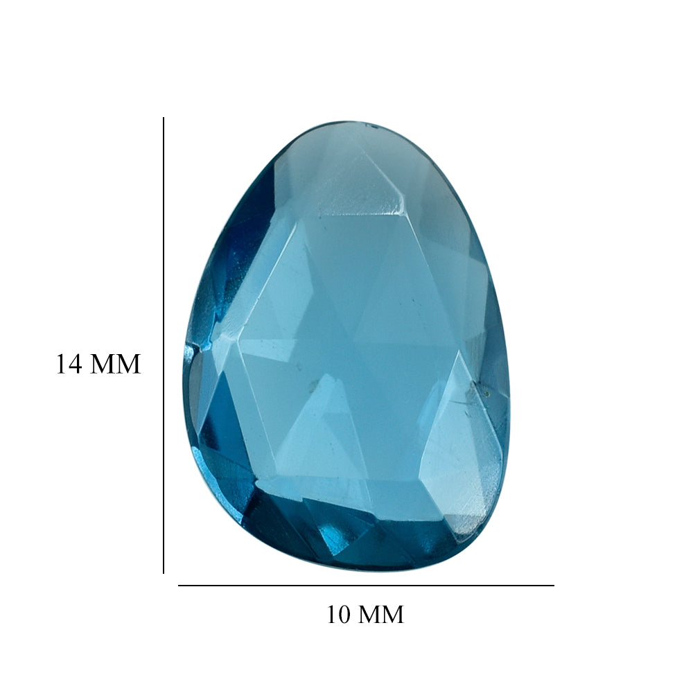 LONDON BLUE TOPAZ ROSE CUT BRIOLETTE PEARISH (CLEAN) 14.00X10.00 MM 4.98 Cts.