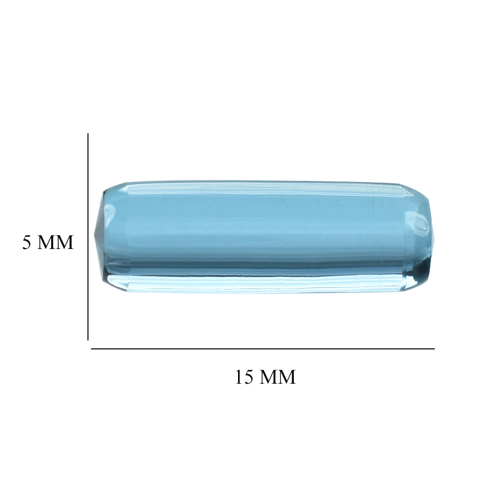 LONDON BLUE TOPAZ SIDE FACETS TUBE 15X5MM 4.83 Cts.