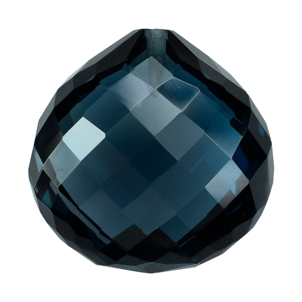 LONDON BLUE TOPAZ BRIOLETTE HEART (HALF DRILL) 18MM 27.20 Cts.