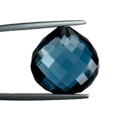 LONDON BLUE TOPAZ BRIOLETTE HEART (HALF DRILL) 18MM 27.20 Cts.