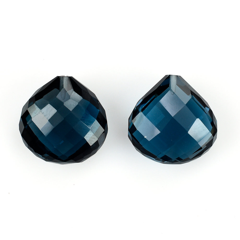 LONDON BLUE TOPAZ BRIOLETTE HEART (HALF DRILL) 18MM 27.20 Cts.