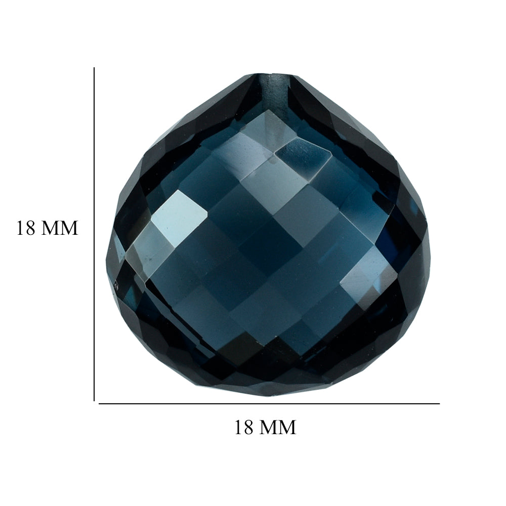 LONDON BLUE TOPAZ BRIOLETTE HEART (HALF DRILL) 18MM 27.20 Cts.