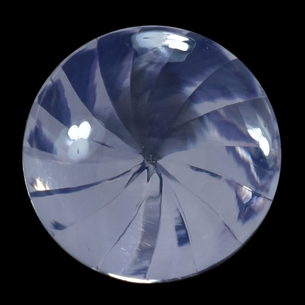 LAVENDER MOON QUARTZ BUFFTOP ROUND WITH TWISTED CONCAVE 15MM 10.35 Cts.