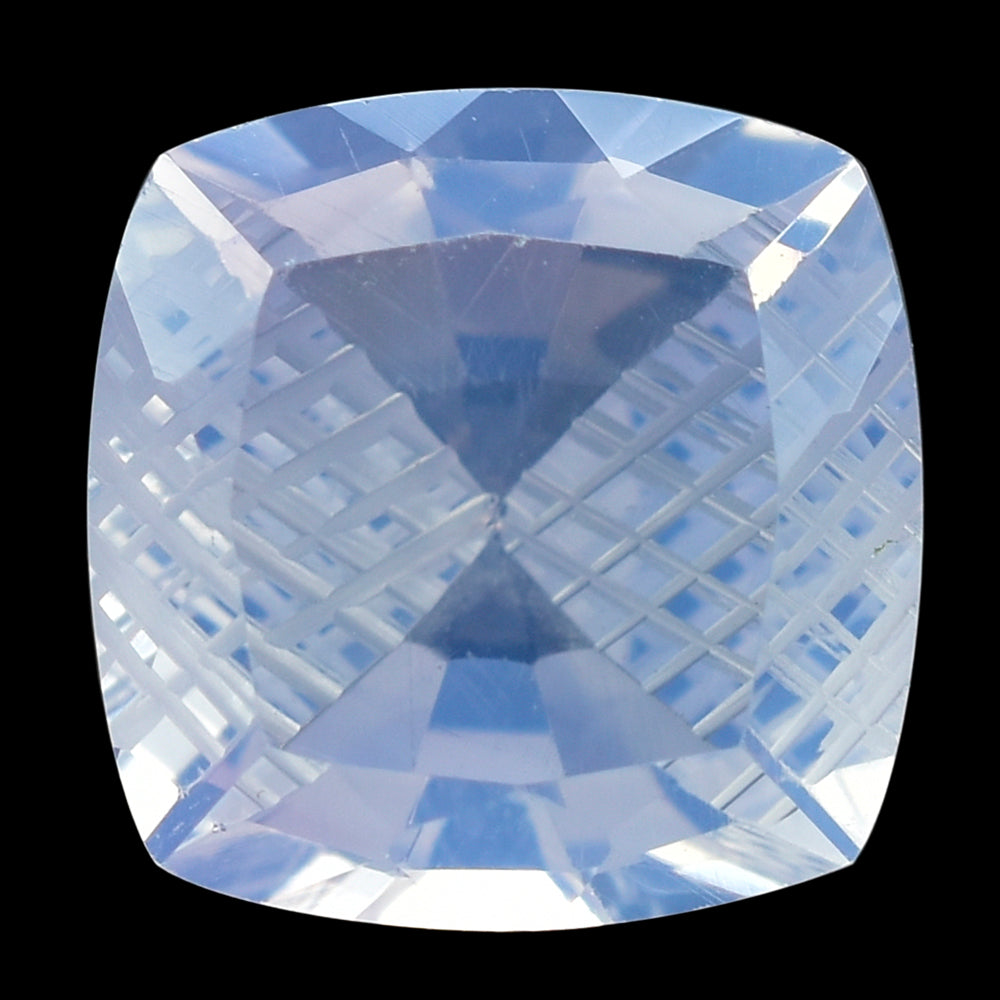 LAVENDER MOON QUARTZ CUSHION STEP CUT WITH CARVED SIDES 12MM 6.46 Cts.