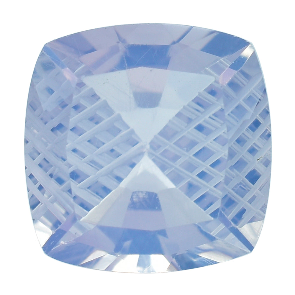 LAVENDER MOON QUARTZ CUSHION STEP CUT WITH CARVED SIDES 12MM 6.46 Cts.