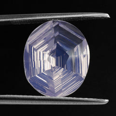 LAVENDER MOON QUARTZ SWIRL CUT HEXAGON CONCAVE OVAL 14X12MM 6.00 Cts.