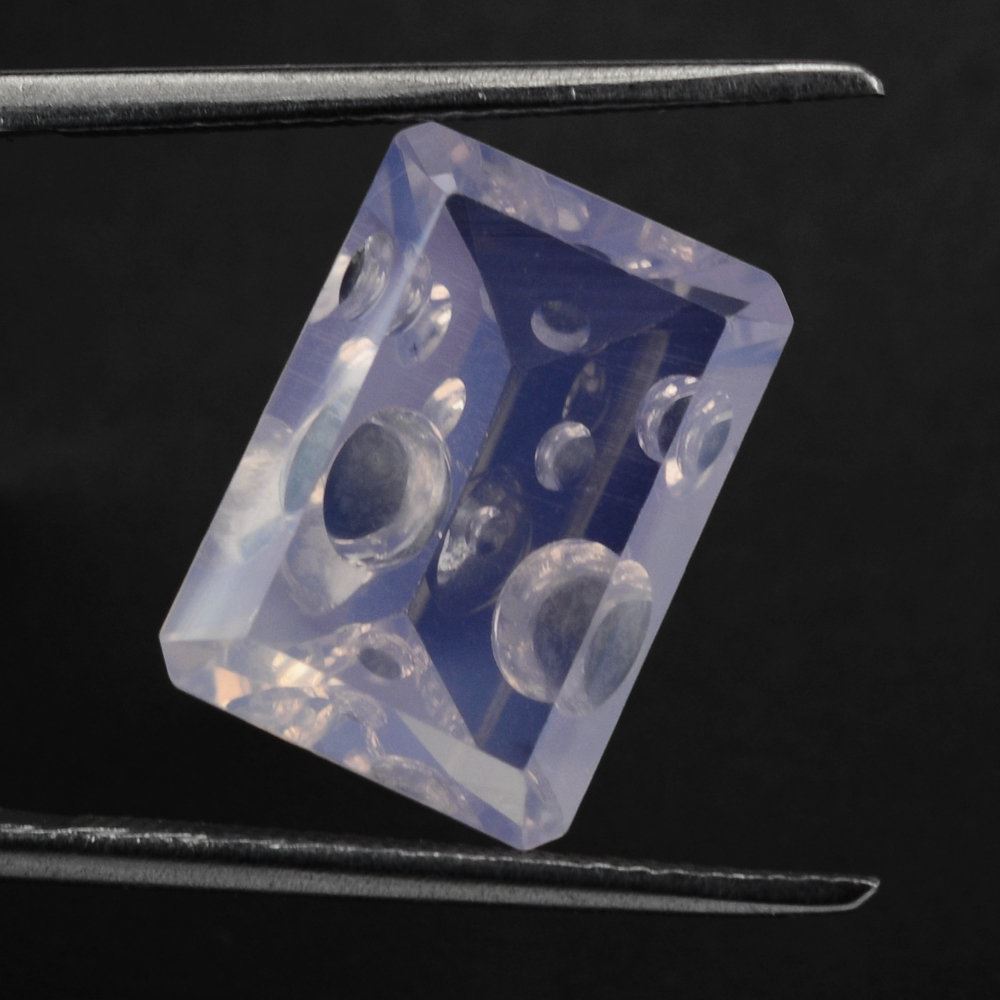 LAVENDER MOON QUARTZ SUPPER BUBBLE OCTAGON 14X10MM 5.70 Cts.