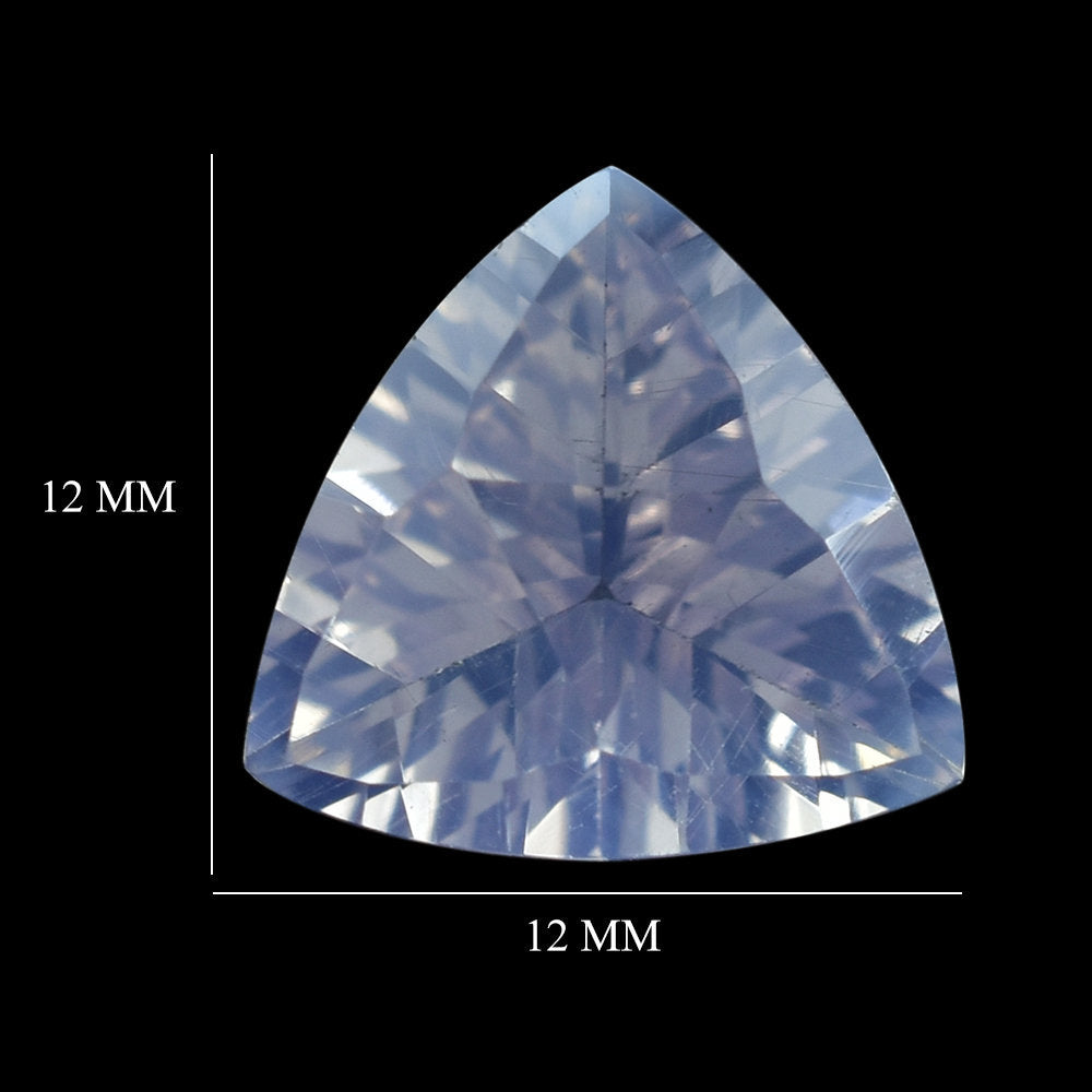 LAVENDER MOON QUARTZ TRIANGLE TOP DIAMOND CUT BACK TRILLION 12MM 4.18 Cts.