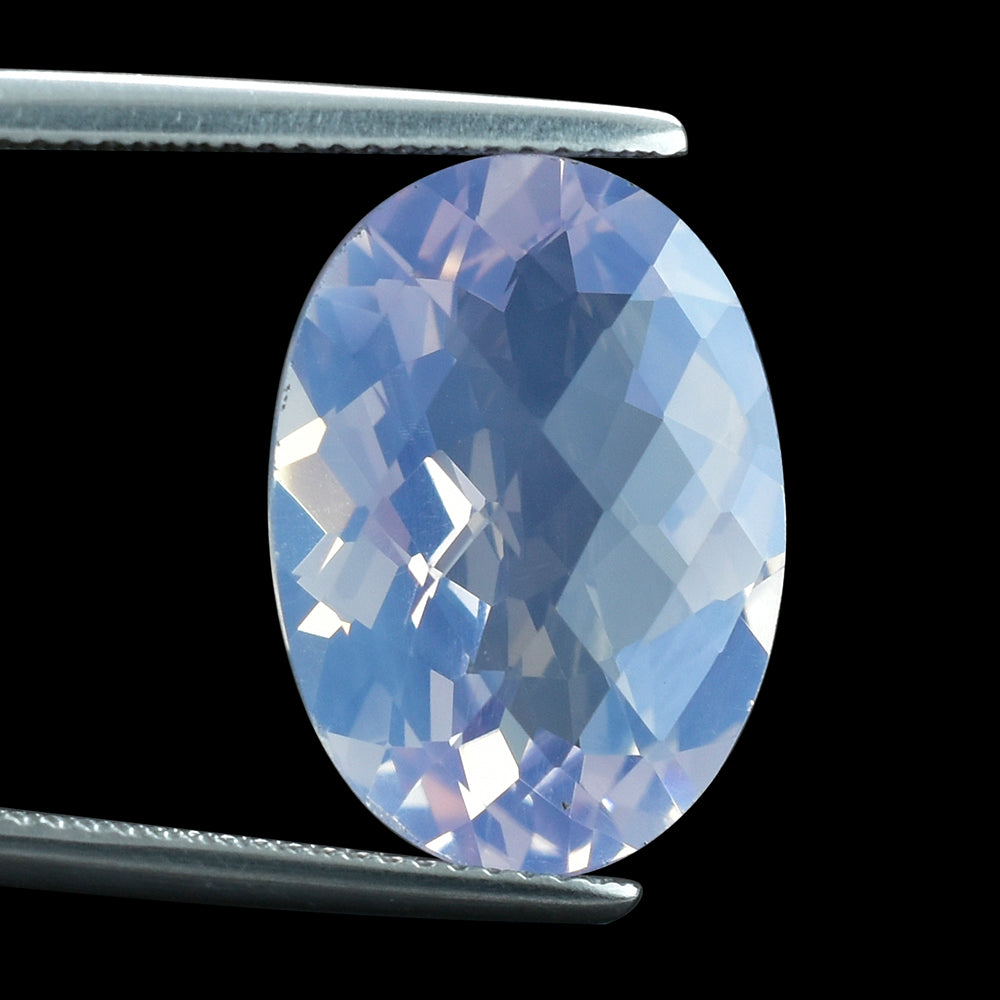 LAVENDER MOON QUARTZ CHECKER CUT OVAL 18X13MM 9.50 Cts.