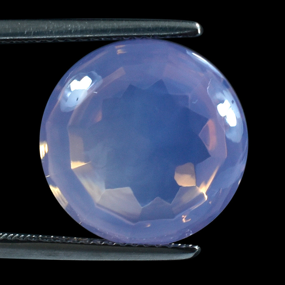 LAVENDER MOON QUARTZ BUFFTOP CONCAVE STEP CUT BACK ROUND (DES#47) 15MM 11.18 Cts.