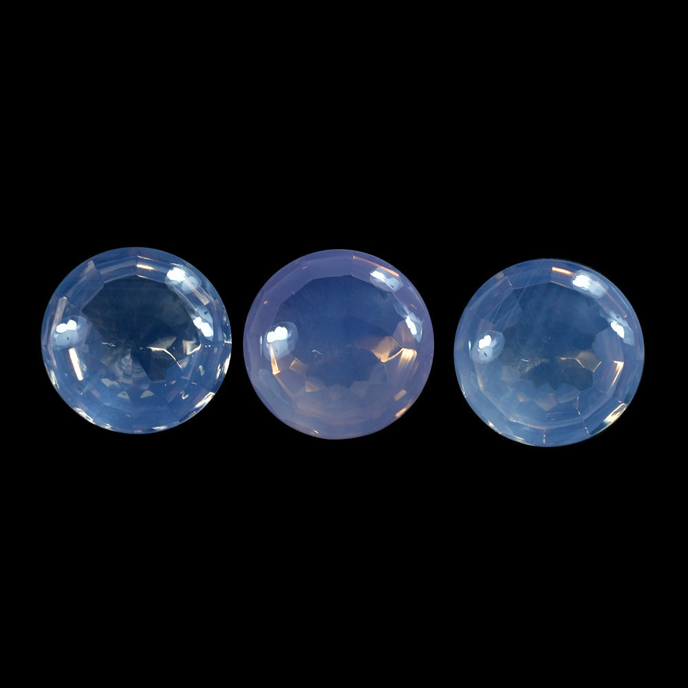 LAVENDER MOON QUARTZ BUFFTOP CONCAVE STEP CUT BACK ROUND (DES#47) 15MM 11.18 Cts.