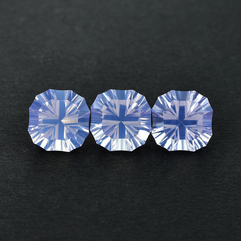 LAVENDER MOON QUARTZ CONCAVE SCALLOPED TABLE CUT TOP CUT CUSHION (DES#22) 12X12MM 6.35 Cts.