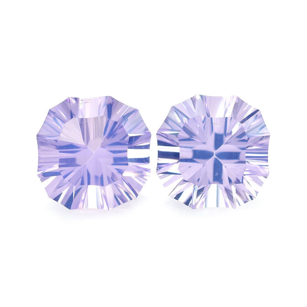 LAVENDER MOON QUARTZ CONCAVE SCALLOPED TABLE TOP CUT CUSHION (DES#22) (DARK/CLEAN) 12X12MM 6.20 Cts.