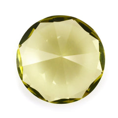 LEMON QUARTZ MIRROR CUT ROUND (GREEN GOLD) 12MM 5.35 Cts.