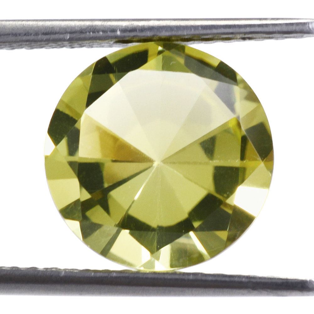 LEMON QUARTZ MIRROR CUT ROUND (GREEN GOLD) 12MM 5.35 Cts.