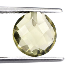 LEMON QUARTZ BRIOLETTE ROUND (HALF DRILL) (GREEN GOLD) 10MM 3.60 Cts.