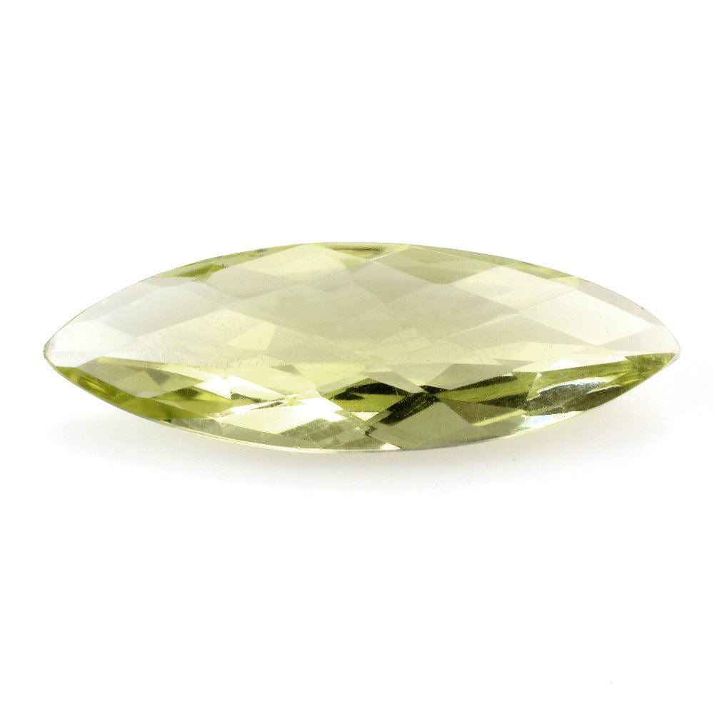 LEMON QUARTZ CHECKER CUT MARQUISE (GREEN GOLD) 25X8MM 5.23 Cts.